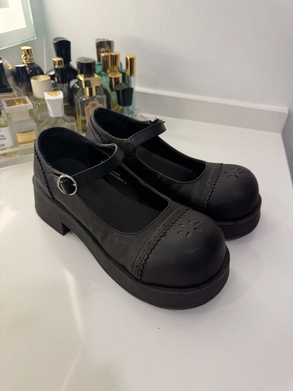 Demonia Crux-07 Black Vegan Leather Platform Mary Janes